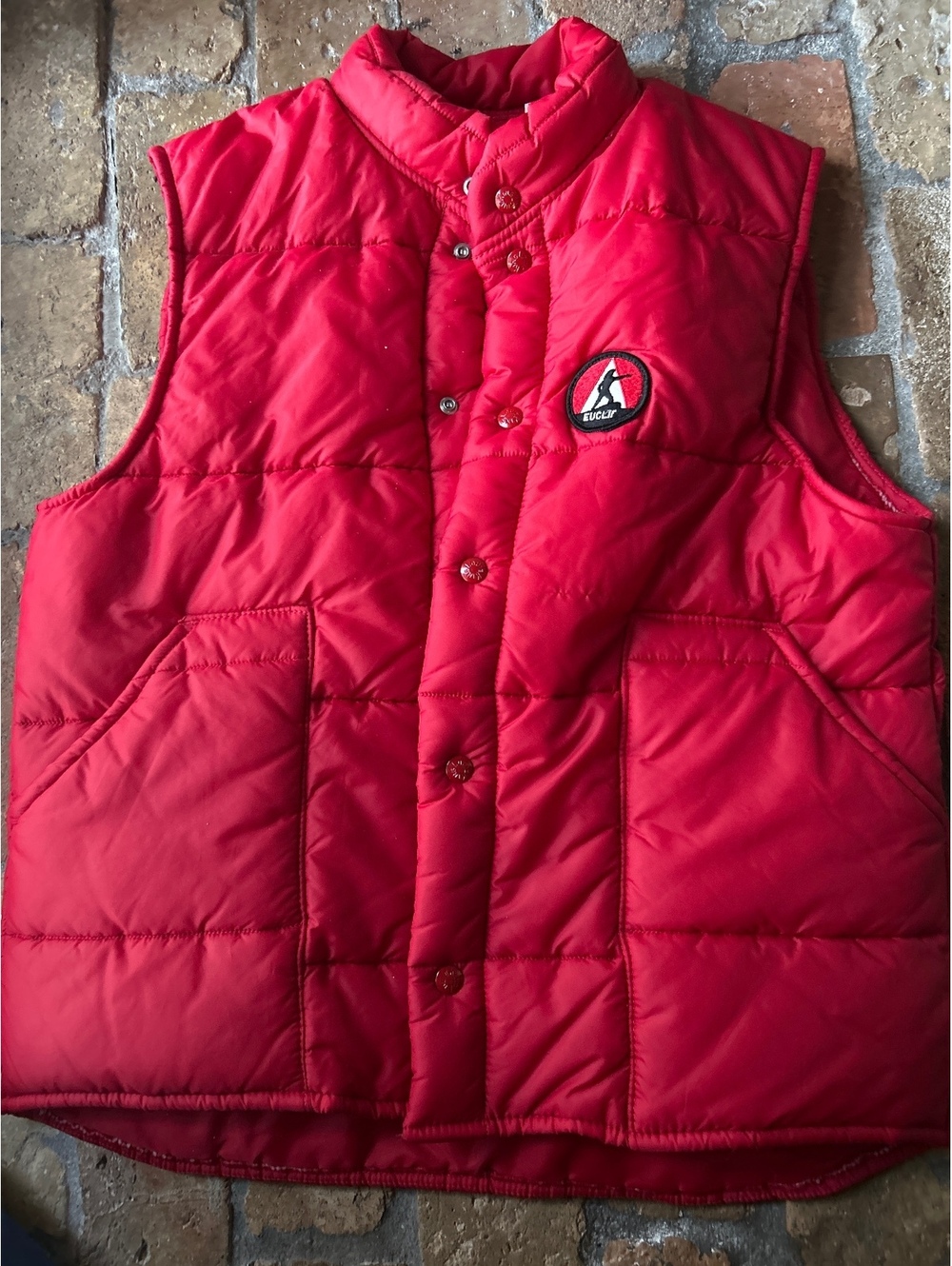 King Louie Red Nylon Puffer Vest with Euclid Patch